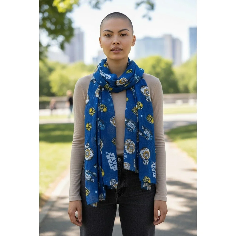 Loungefly Disney Star Wars Droid Oblong Gauzy Scarf R2-D2 C3P0 BB-8 44